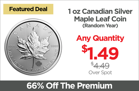 Shop 1 oz Canadian Silver Maple Leaf Coin - Random Year - On Sale Now