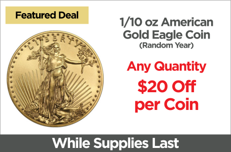 Shop 1/10 oz American Gold Eagle Coin - Random Year - On Sale Now