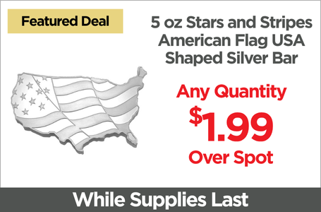 Shop 5 oz Stars and Stripes American Flag USA Shaped Silver Bar - On Sale Now