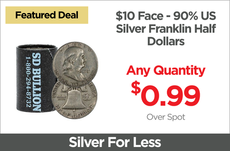 Shop $10 Face - 90% US Silver Franklin Half Dollars - On Sale Now