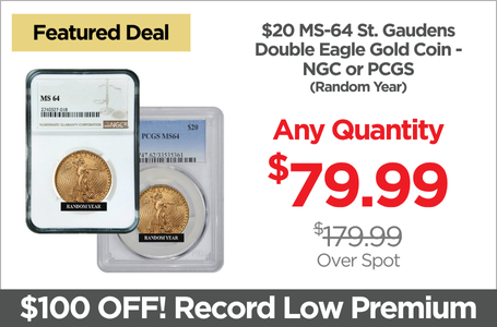 Shop $20 MS-64 St. Gaudens Double Eagle Gold Coin (NGC or PCGS) - Random Year - On Sale Now