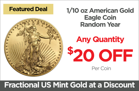 Shop 1/10 oz American Gold Eagle Coin - Random Year - On Sale Now