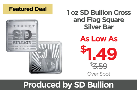 Shop 1 oz SD Bullion Cross and Flag Square Silver Bar - On Sale Now