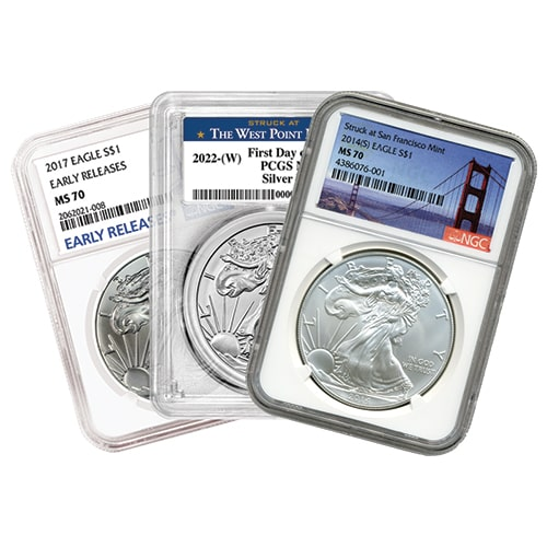 NGC/PCGS MS-70 Silver Eagles - Random Year