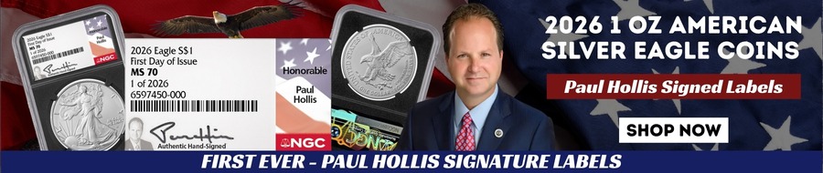 2026 NGC MS-70 First Day of Issue 1 oz American Silver Eagle Coin - Paul Hollis Label - Black Core